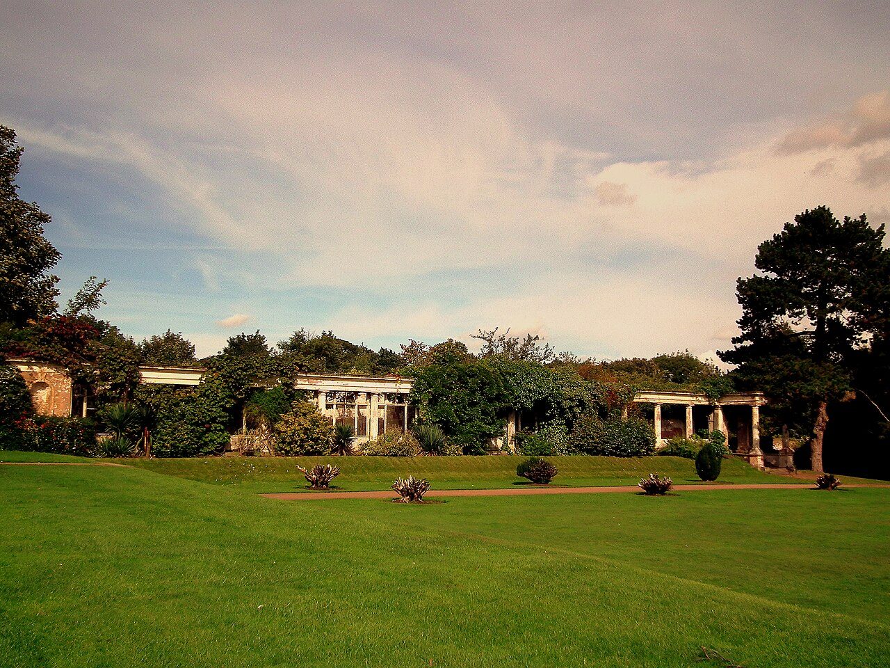 The old orangery and lawns at Allerton Towers park, Woolton