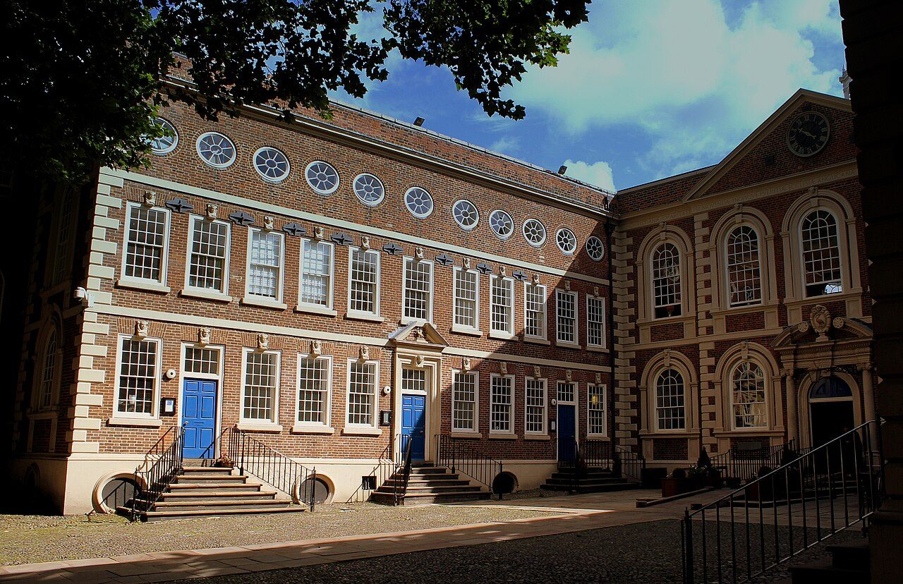 The brick courtyard of the Bluecoat on School Lane, Liverpool