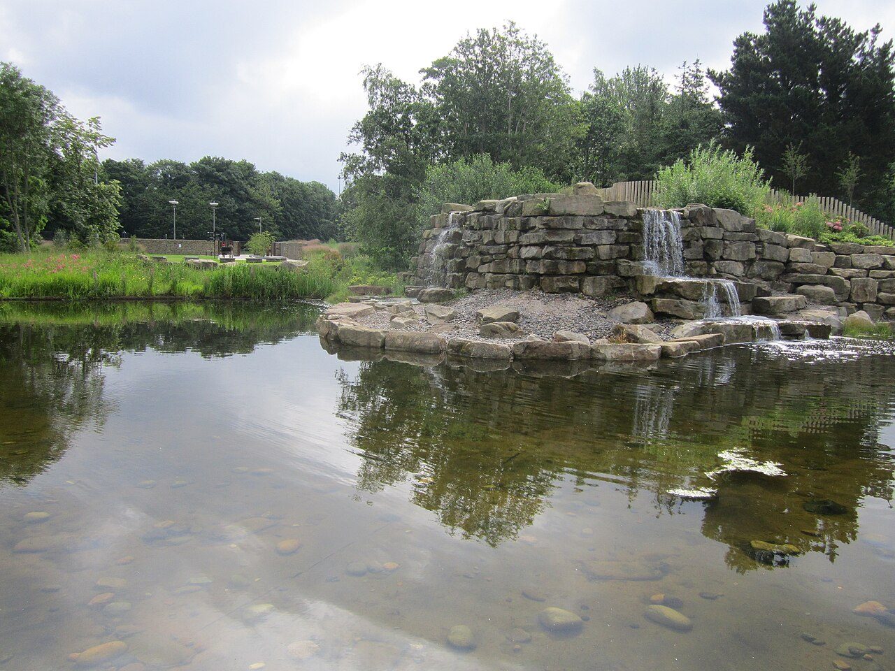 The lake and rock garden at Festival Gardens, Otterspool