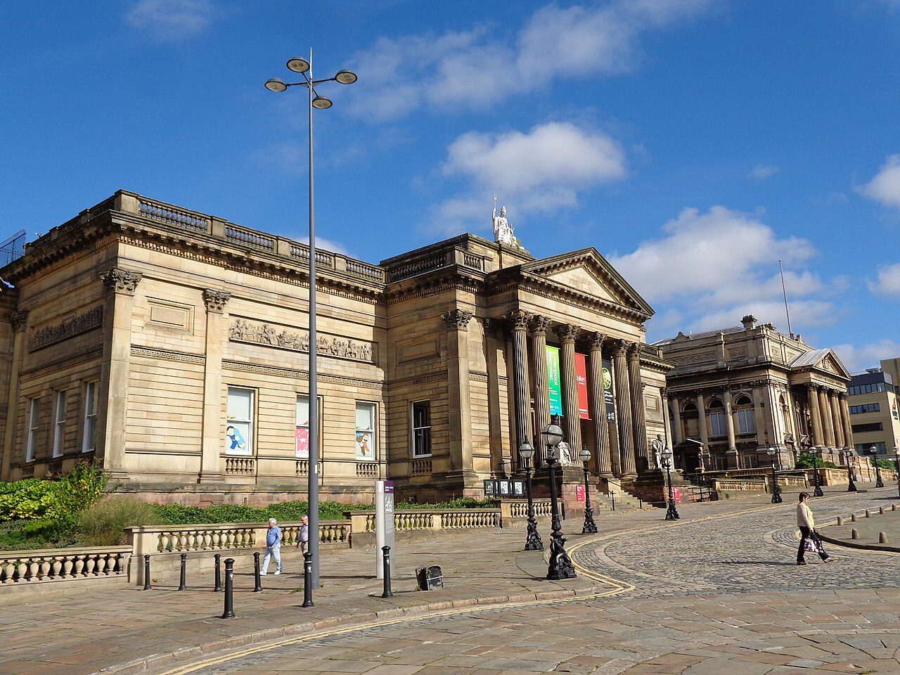 The front of the Walker Art Gallery on William Brown Street under a blue sky