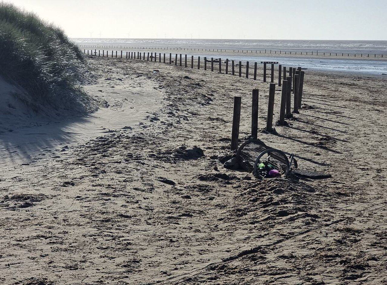 Sand dunes and fencing on Ainsdale beach