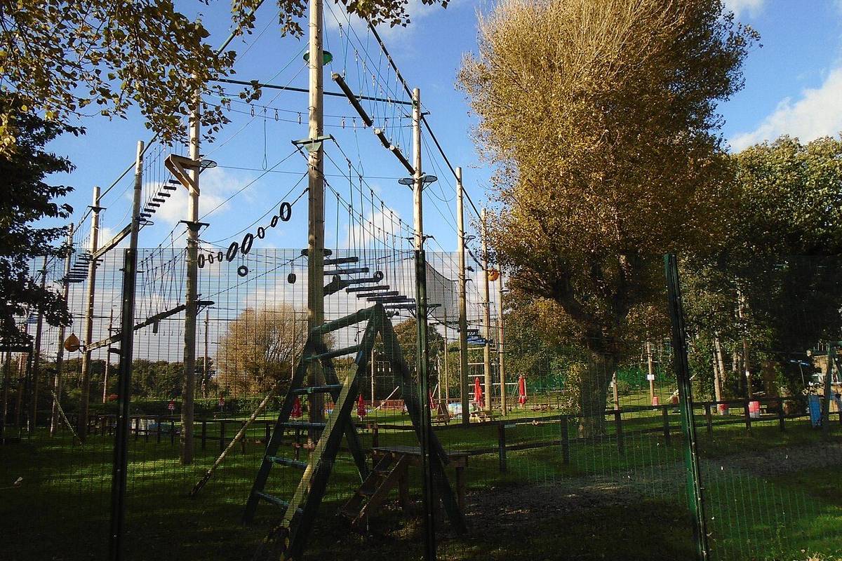 The high ropes course among the trees at Otterspool Adventure