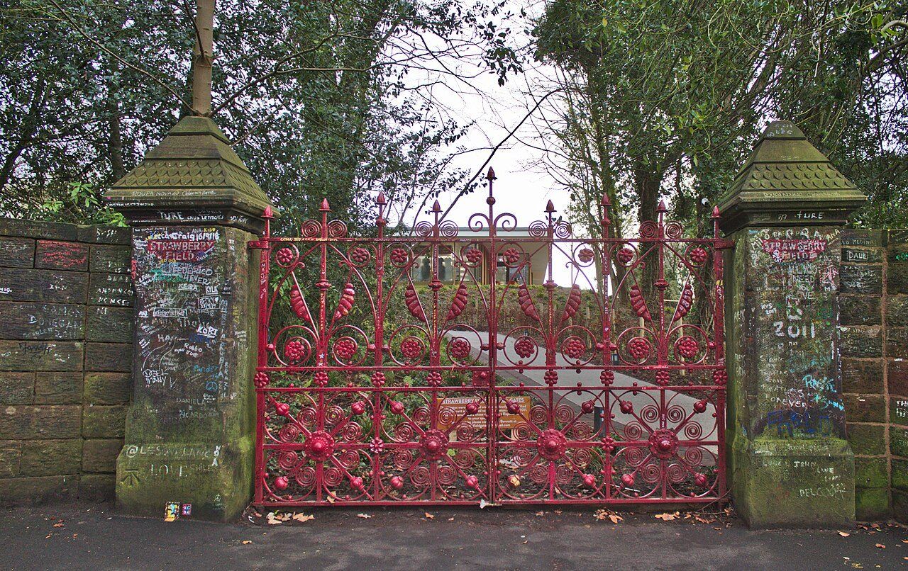 The red gates of Strawberry Field on Beaconsfield Road